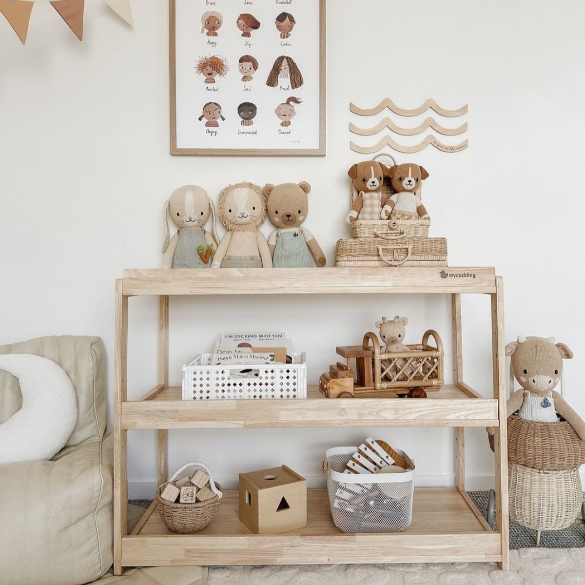 NALA Soild Wood 3 Layer Storage Shelf