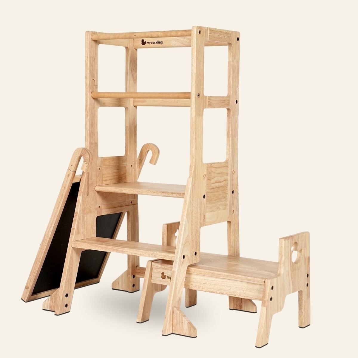 JALA Deluxe Solid Wood Adjustable Kitchen Tower - Duck Stool Handle – Montessori-inspired furniture for kids by My Duckling
