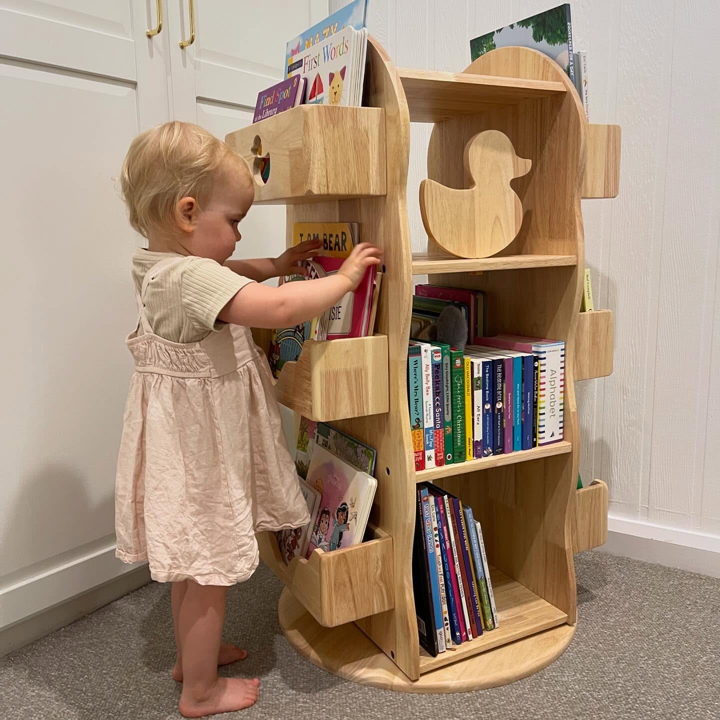 BINDI Revolving Solid Wood Bookcase - My Duckling USA