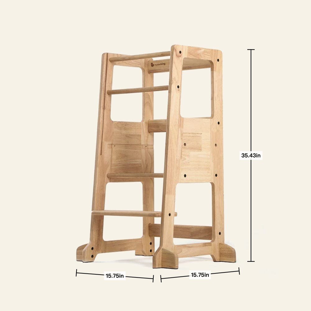 LOLA Deluxe Solid Wood Adjustable Kitchen Tower – Montessori - inspired furniture for kids by myduckling