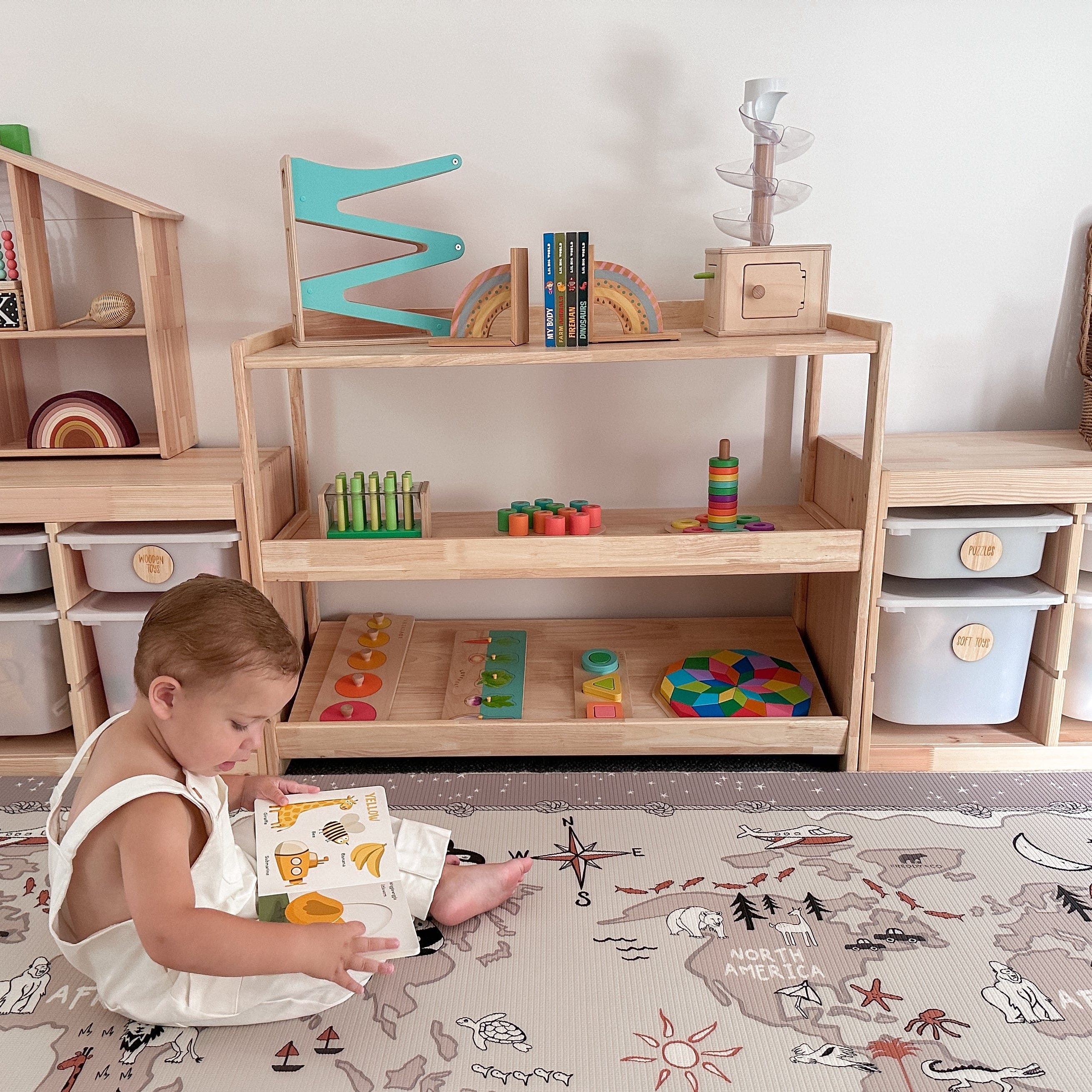 NALA Adjustable Solid Wood 3 Layer Kids Bookshelf - myduckling