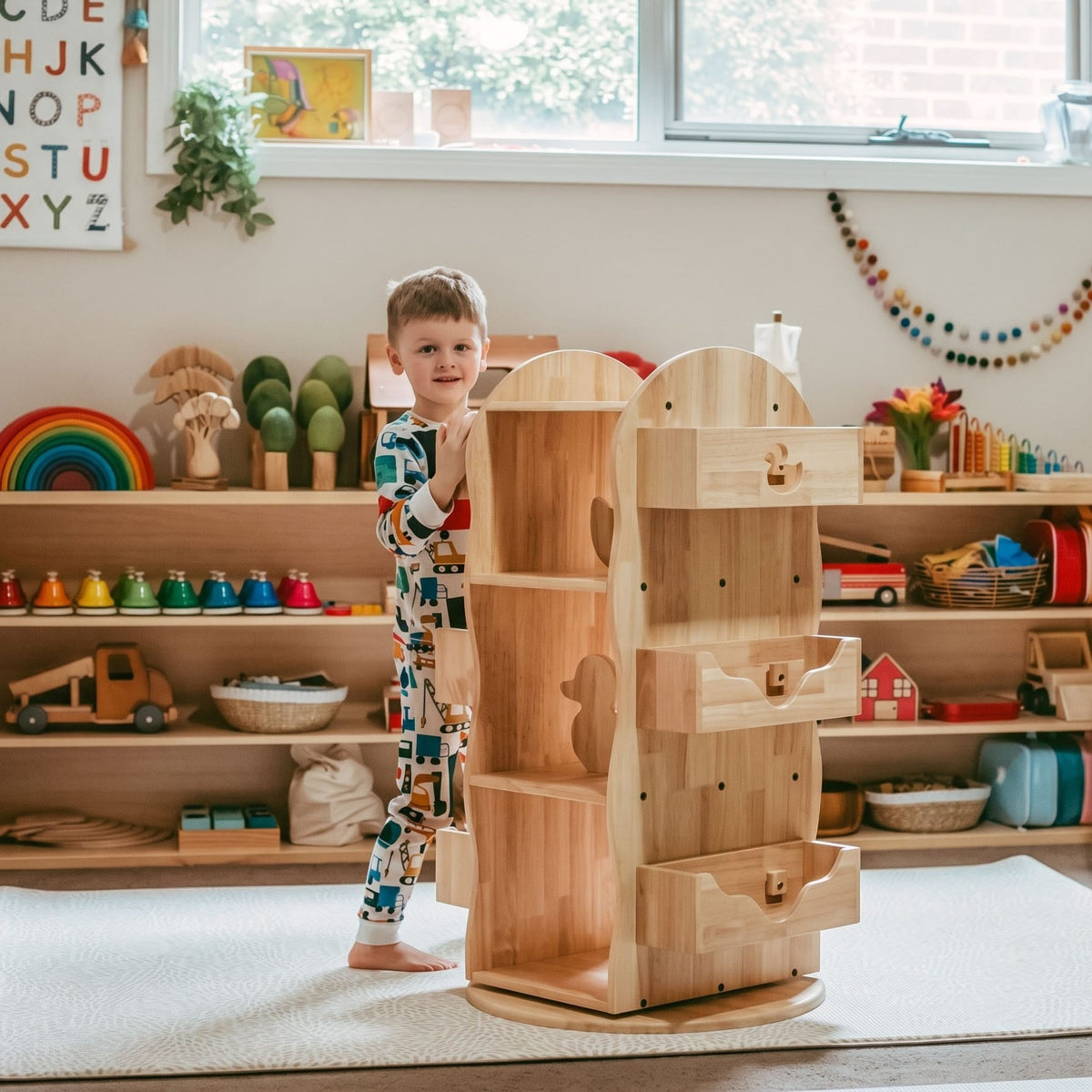 BINDI Revolving Bookcase – Montessori-inspired furniture for kids by My Duckling