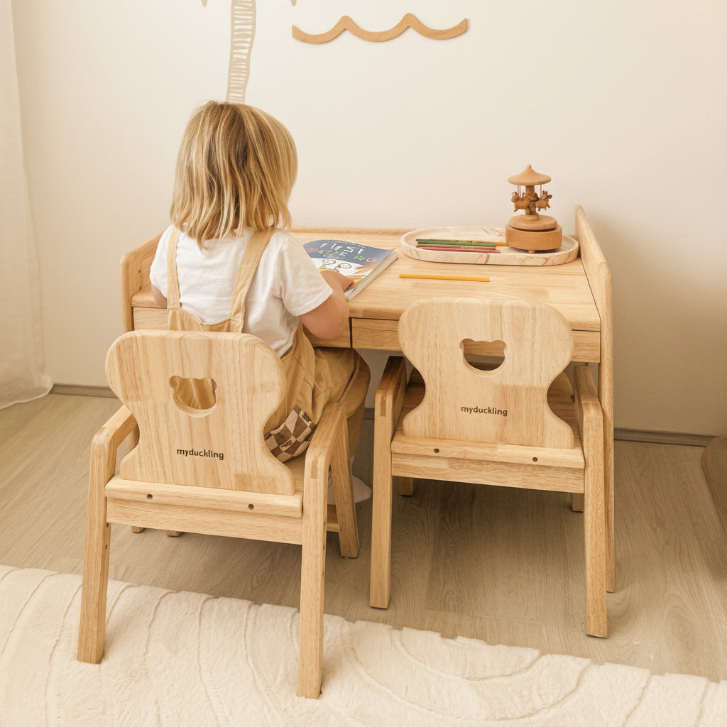 KAYA Pro Adjustable Table with 2 Chairs – Montessori-inspired furniture for kids by My Duckling USA