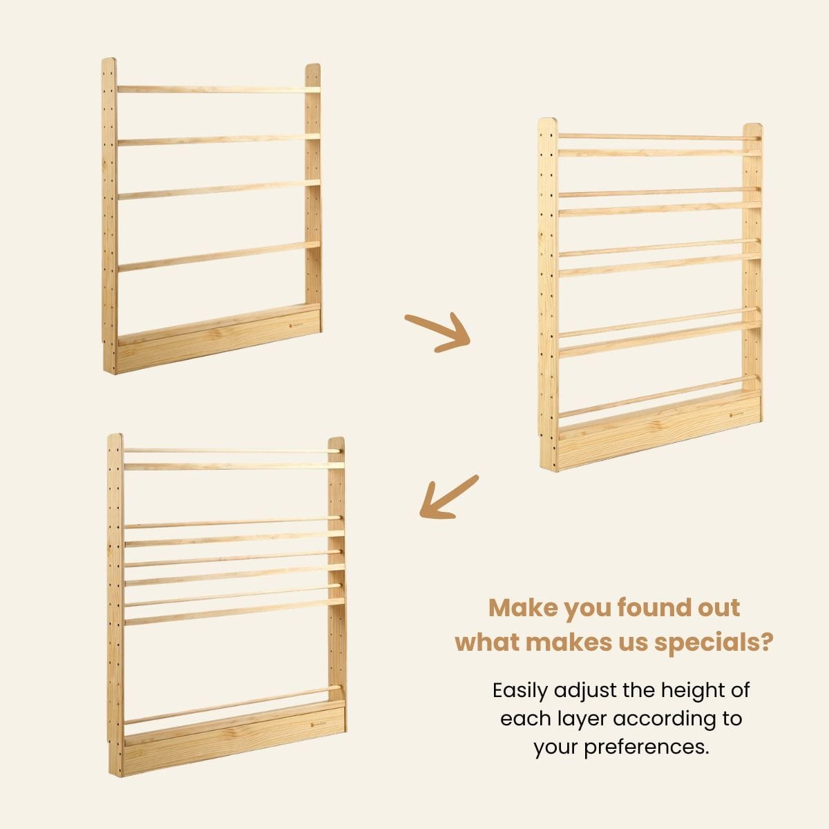 NALA Adjustable Bookshelf – Montessori-inspired furniture for kids by My Duckling