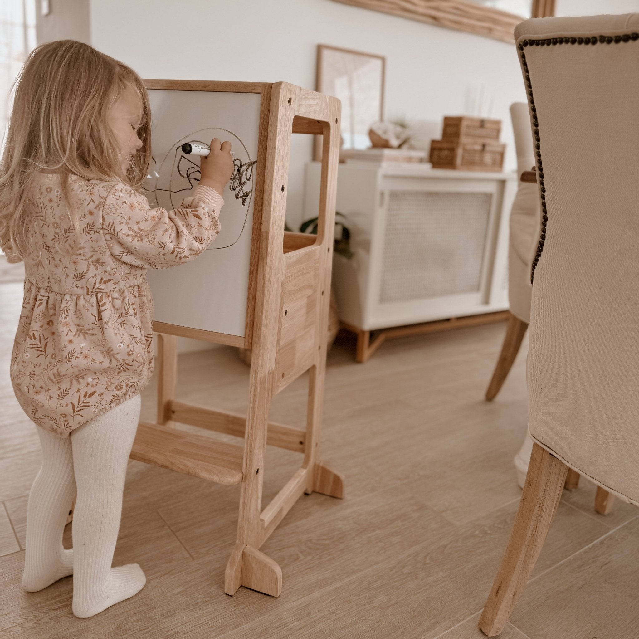 LOLA Deluxe Solid Wood Adjustable Kitchen Tower - My Duckling USA