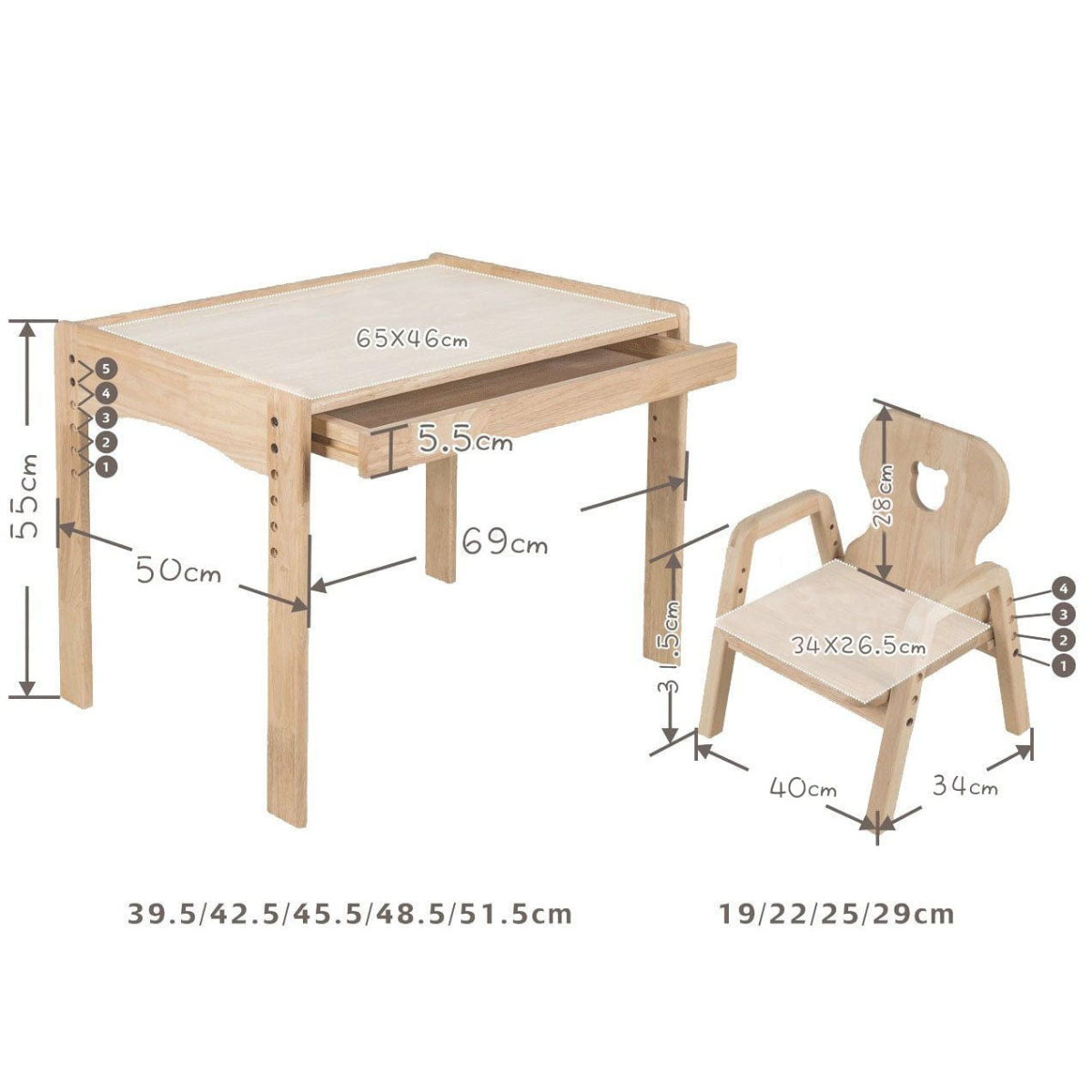 KAYA Primary Adjustable Table and Chair Set - Duck