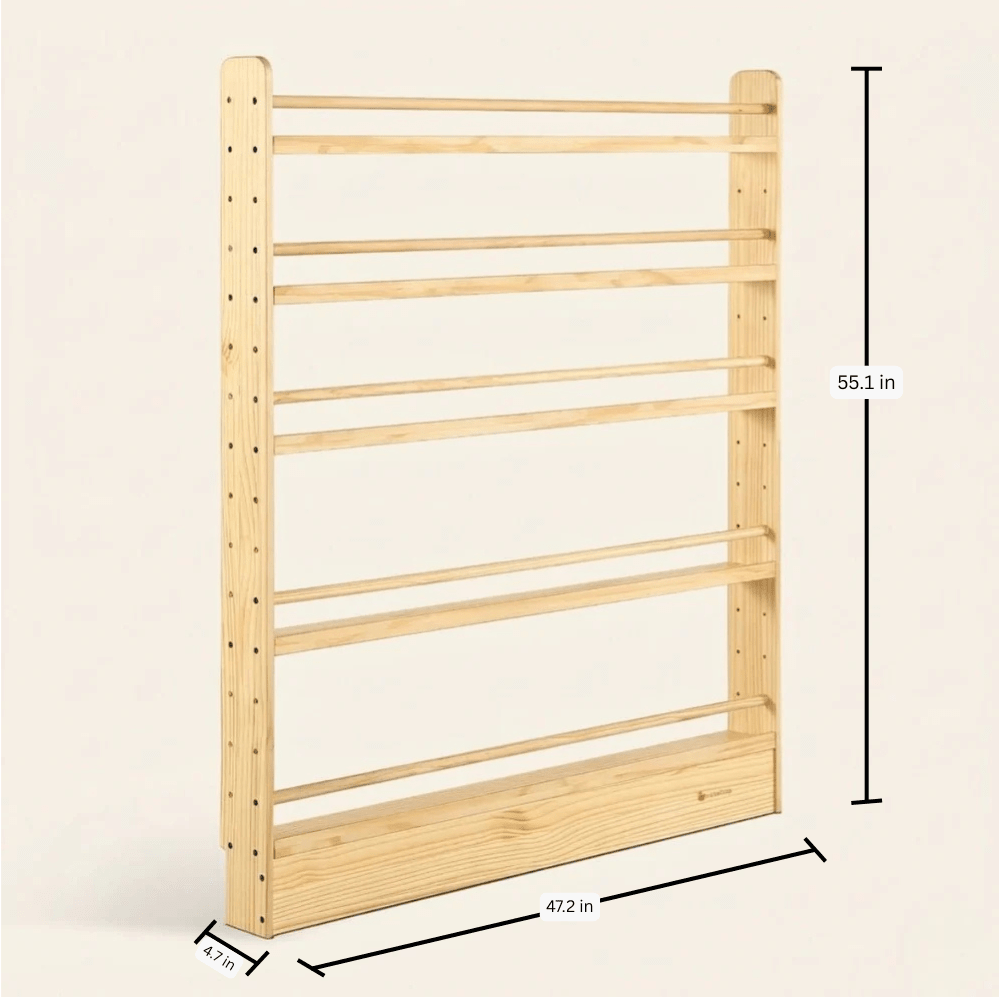 NALA Adjustable Solid Wood Bookcase – Montessori - inspired furniture for kids by My Duckling