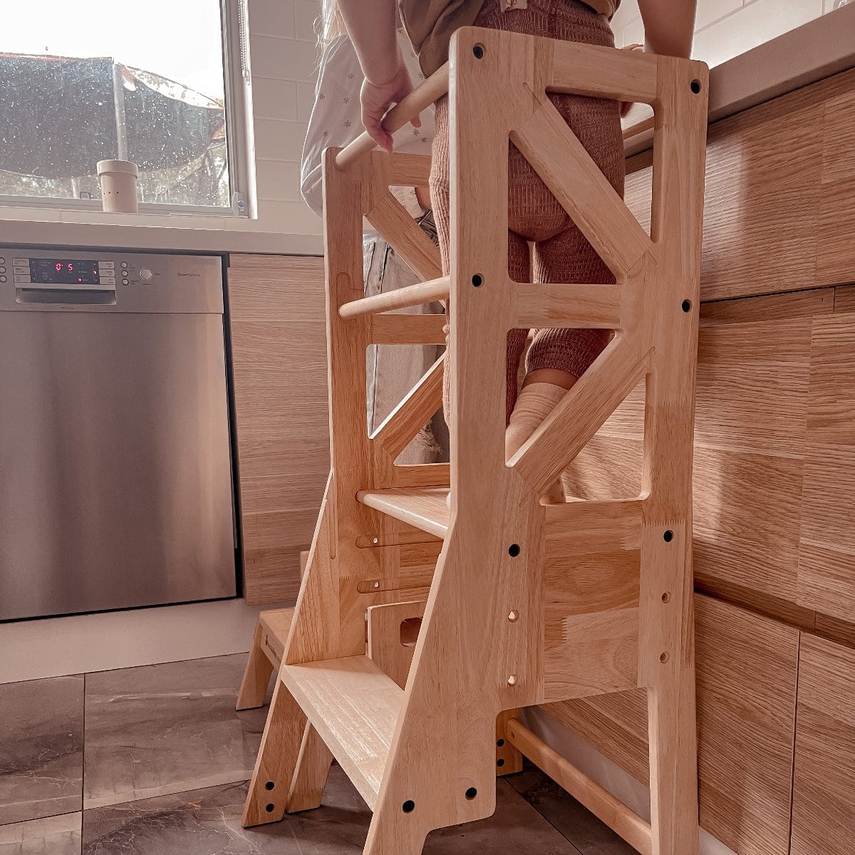 JALA Deluxe Solid Wood Kitchen Tower Rectangle Stool block1