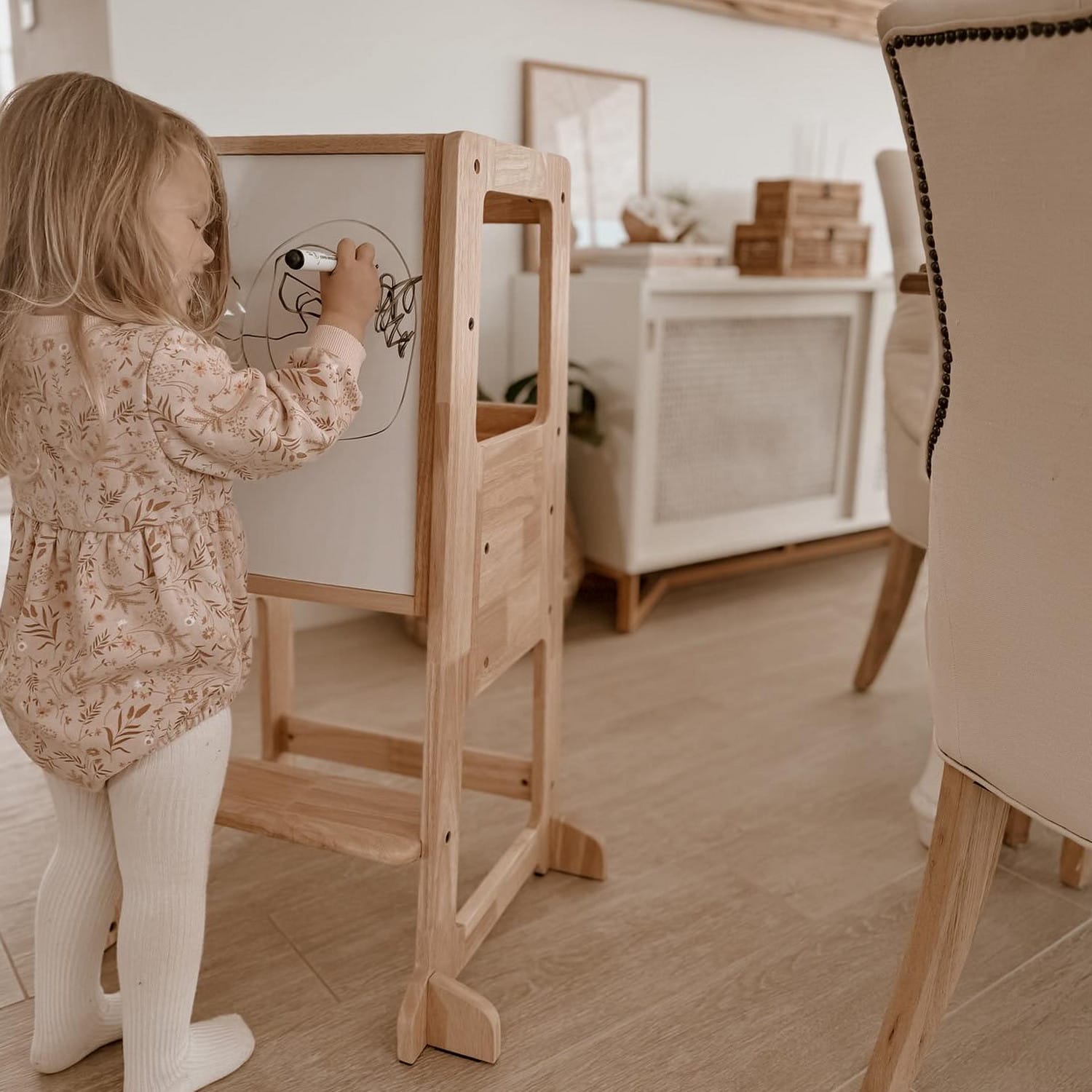 LOLA Deluxe Solid Wood Kitchen Tower – Montessori-inspired furniture for kids by My Duckling