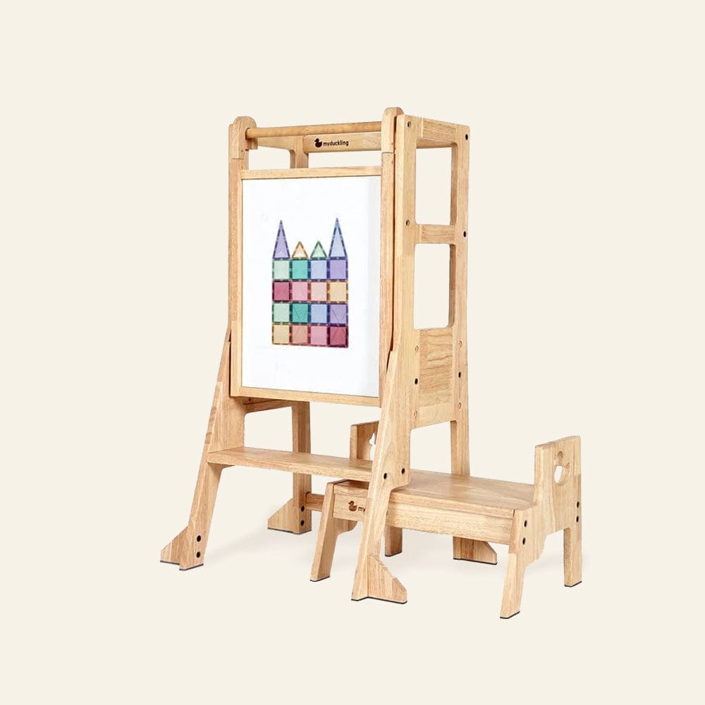 JALA Deluxe Solid Wood Adjustable Kitchen Tower - Duck Stool Handle