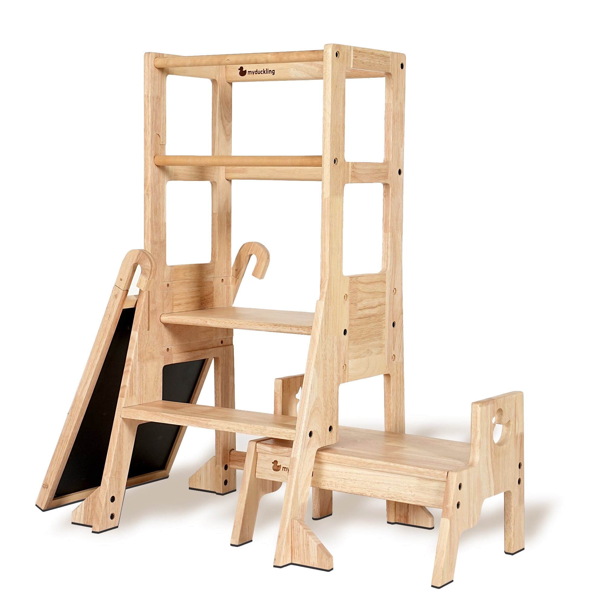 JALA Deluxe Solid Wood Adjustable Kitchen Tower - Duck Stool Handle
