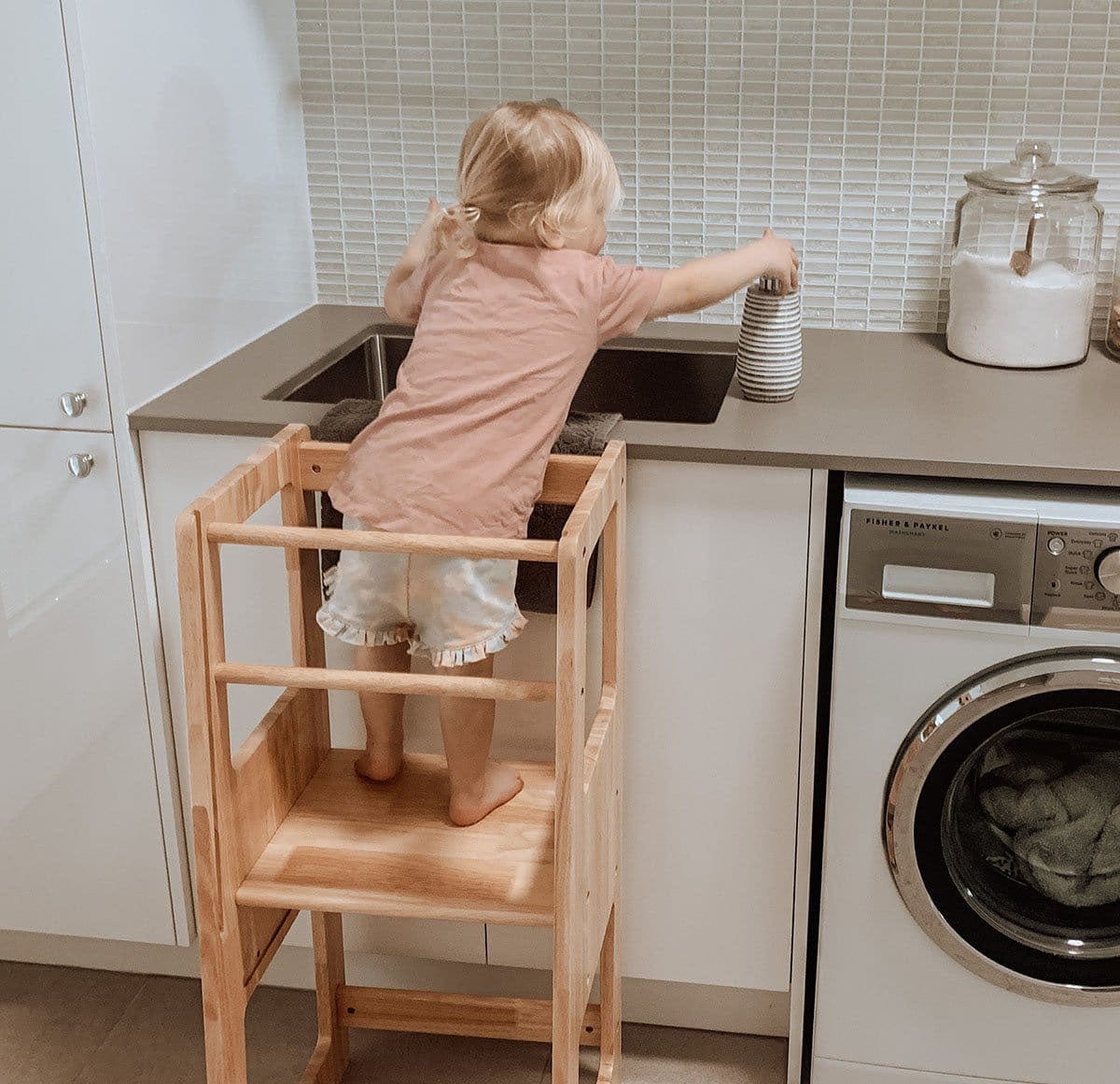 LOLA Deluxe Solid Wood Kitchen Tower – Montessori-inspired furniture for kids by My Duckling