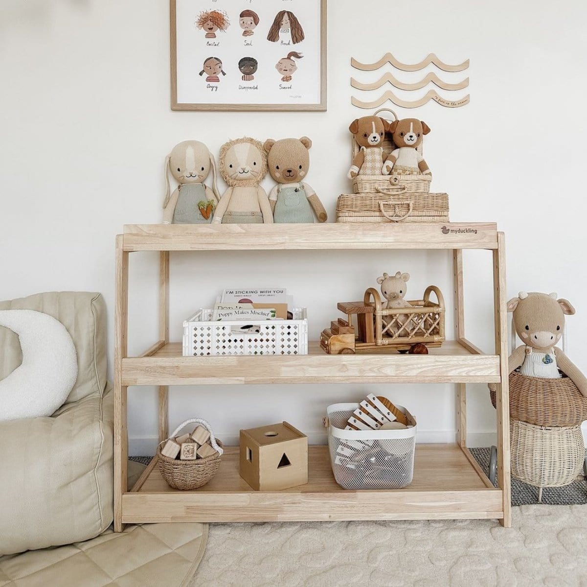 NALA Adjustable 3 Layer Storage Shelf – Montessori-inspired furniture for kids by My Duckling