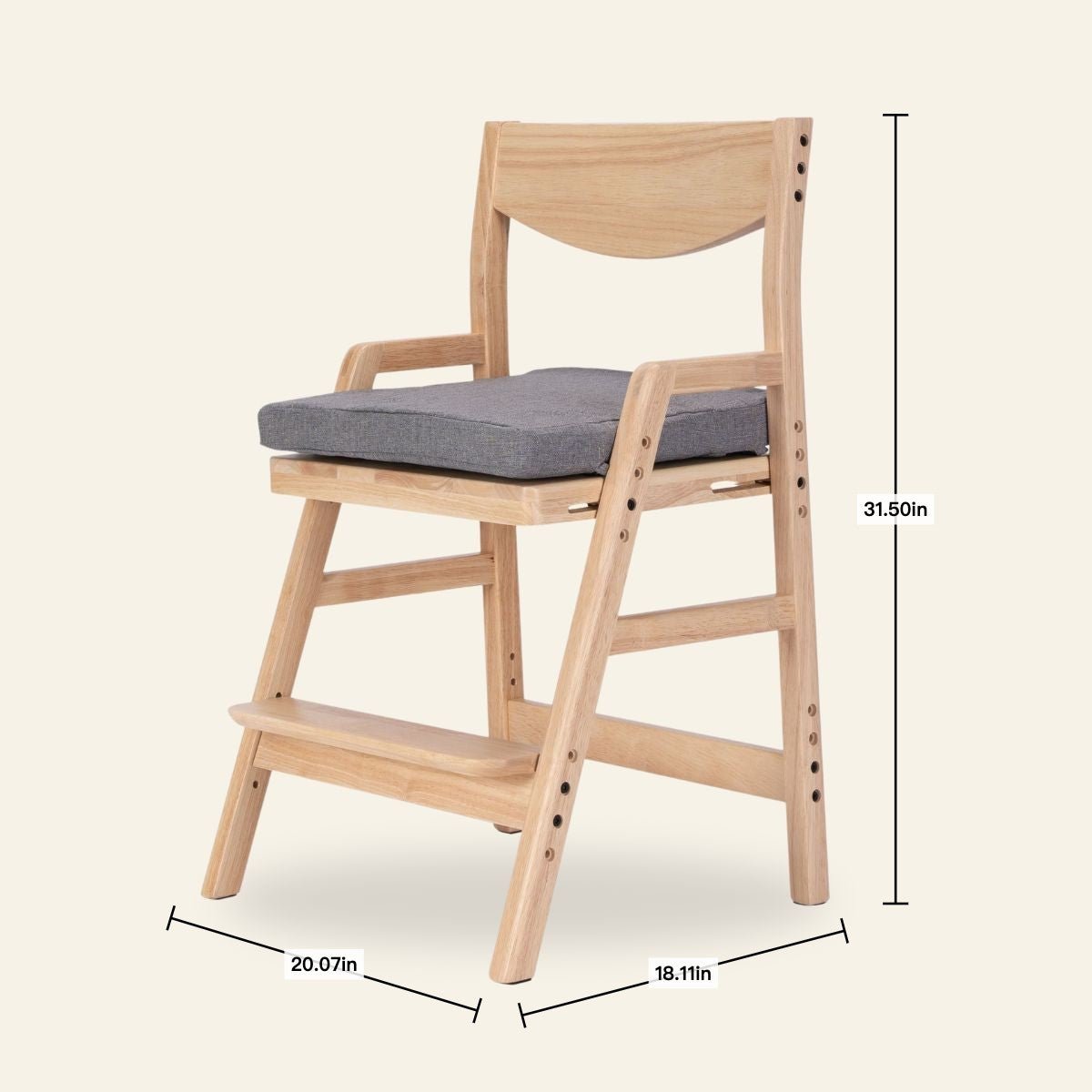 NALA Solid Wood Adjustable Study Chair – Montessori - inspired furniture for kids by myduckling
